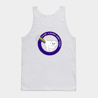 Live, Laugh and Fart - Funny Cat Rainbow Tank Top